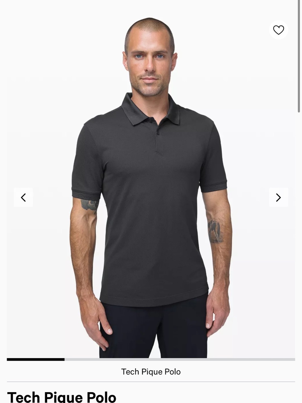 lululemon athletica Black Tech Pique Polo